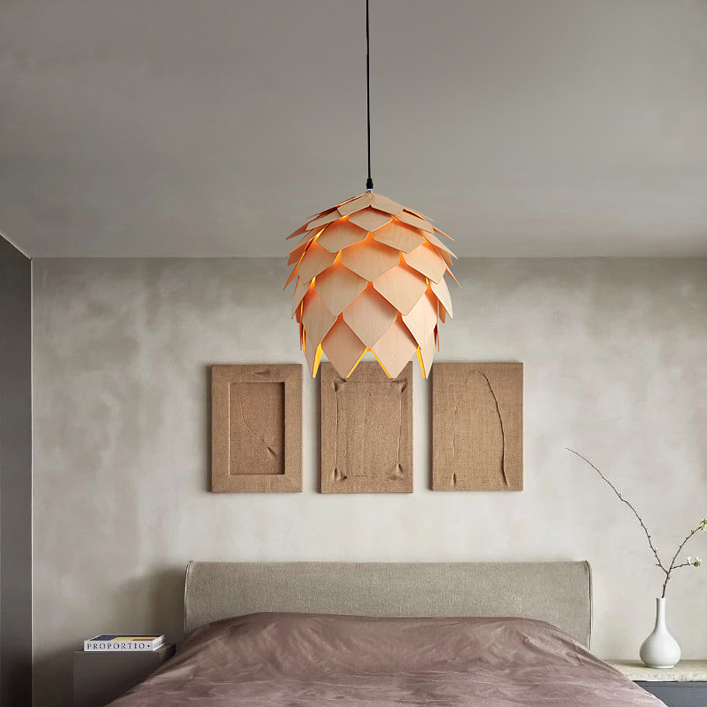 Wabi Sabi Dining Room Wooden Pendant Light Structured Chandelier