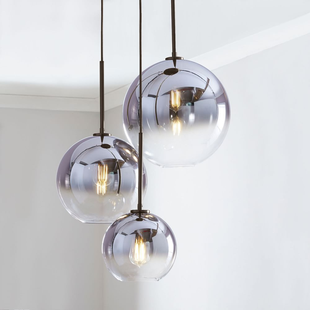 Nordic Restaurant Glass Chandelier Luxury Gradient Glass Ball Combination Lamps