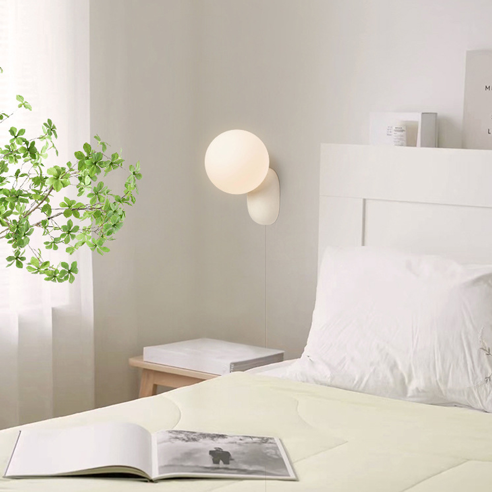 Plug In Glass Wall Lamps Minimalist Bedroom Bedside Wall Sconces