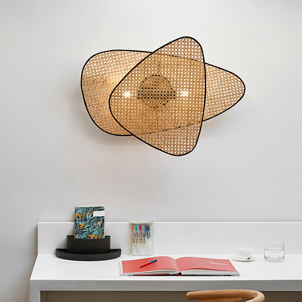 Japanese Creative Wicker Rattan Wall Lamp E27 Homestay Interior Decoration Wall Sconce