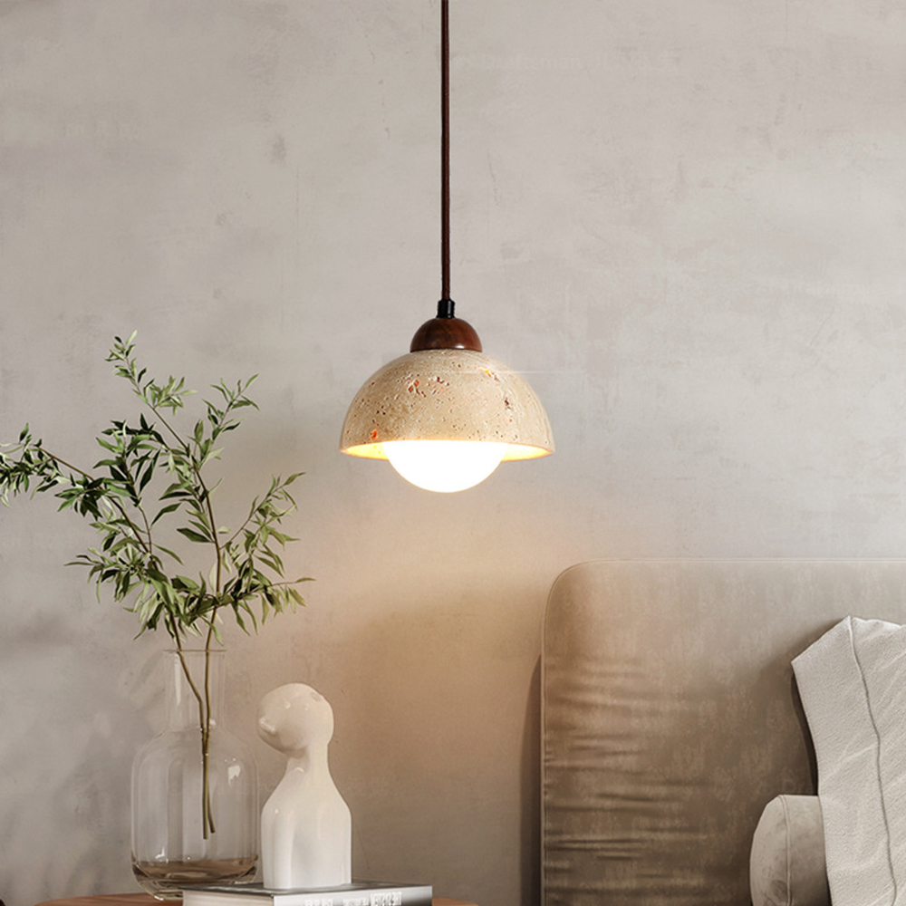 Wabi-Sabi Creative Homestay Travertine Stone Pendant Light Fixture
