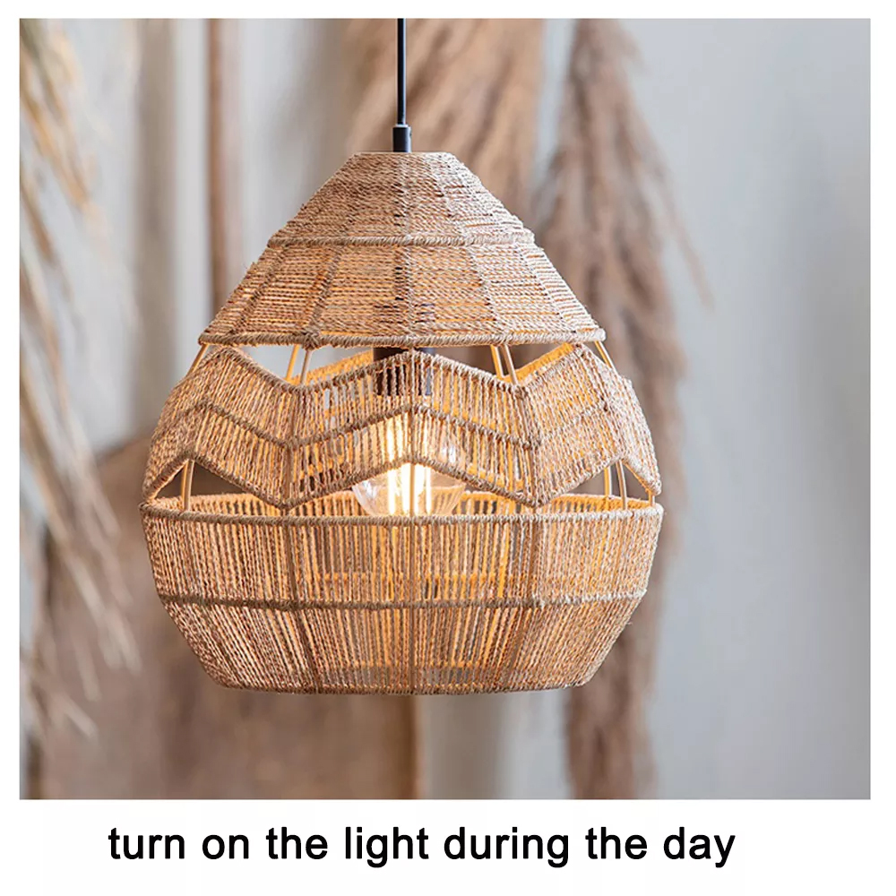 Wabi-Sabi Woven Rope Chandelier Chic Wicker Light Fixtures For Homestay
