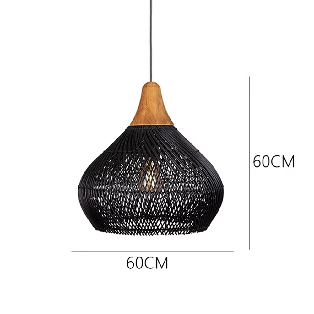 Rattan Pendant Light Wabi Sabi Style Retro Dining Room Chandelier