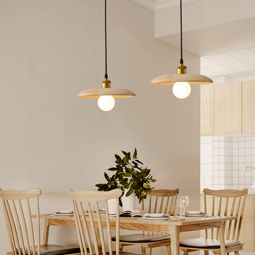 Nordic Solid Wood Chandelier Dining Room Bedroom Bedside Small Pendant Light