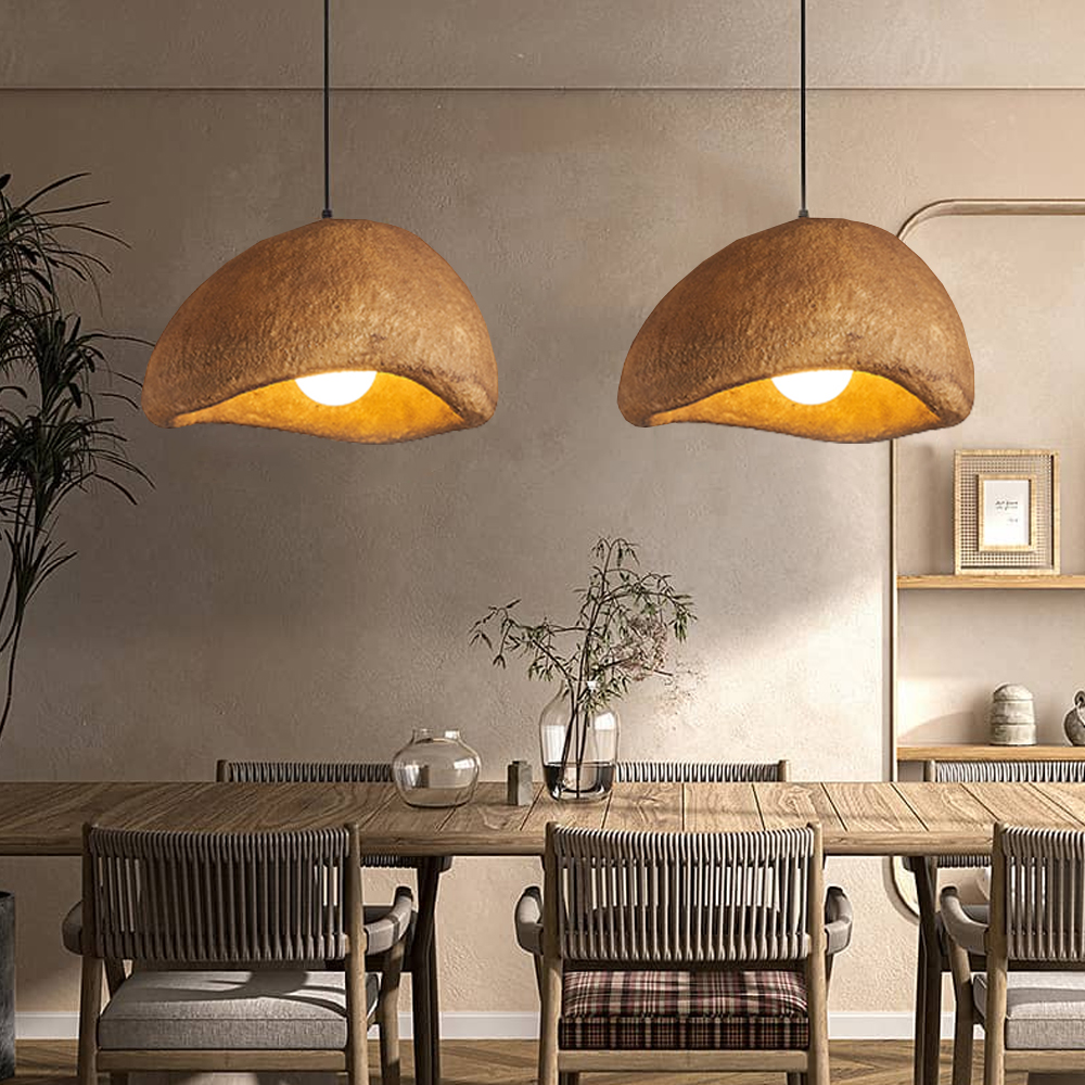 Nordic Living Room Resin Oval Ceiling Lamps Wabi-Sabi Pendant Light