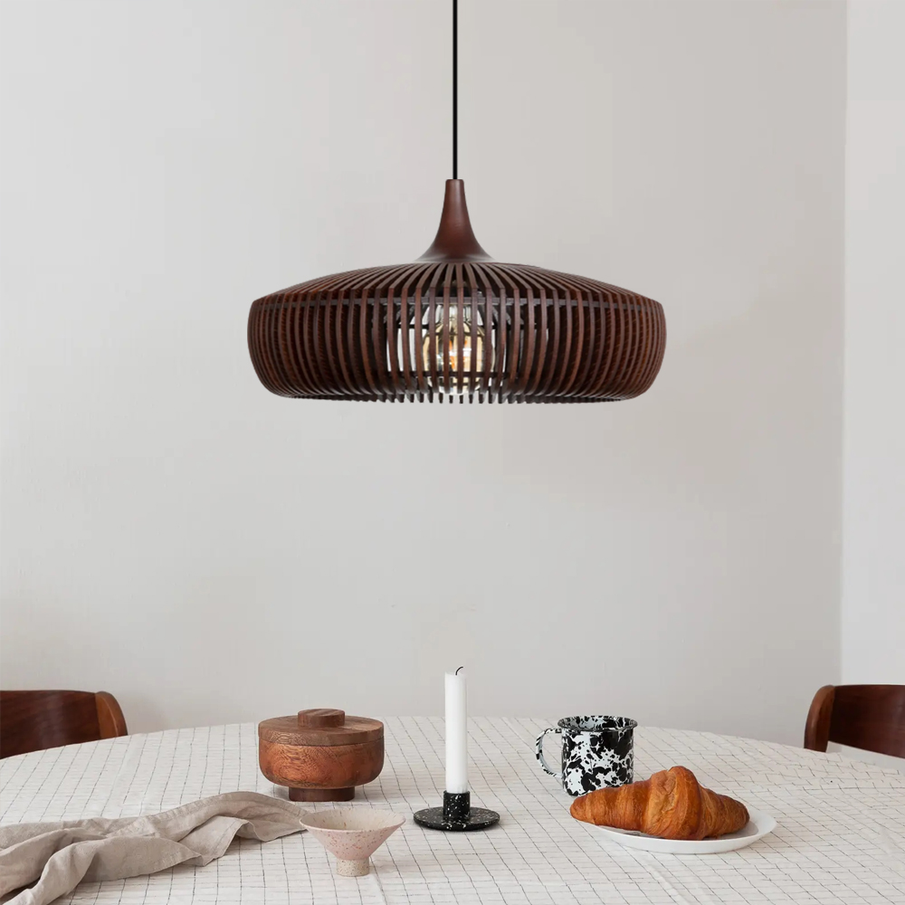 Retro Natural Wood Pendant Light Lampshade For Dining Room