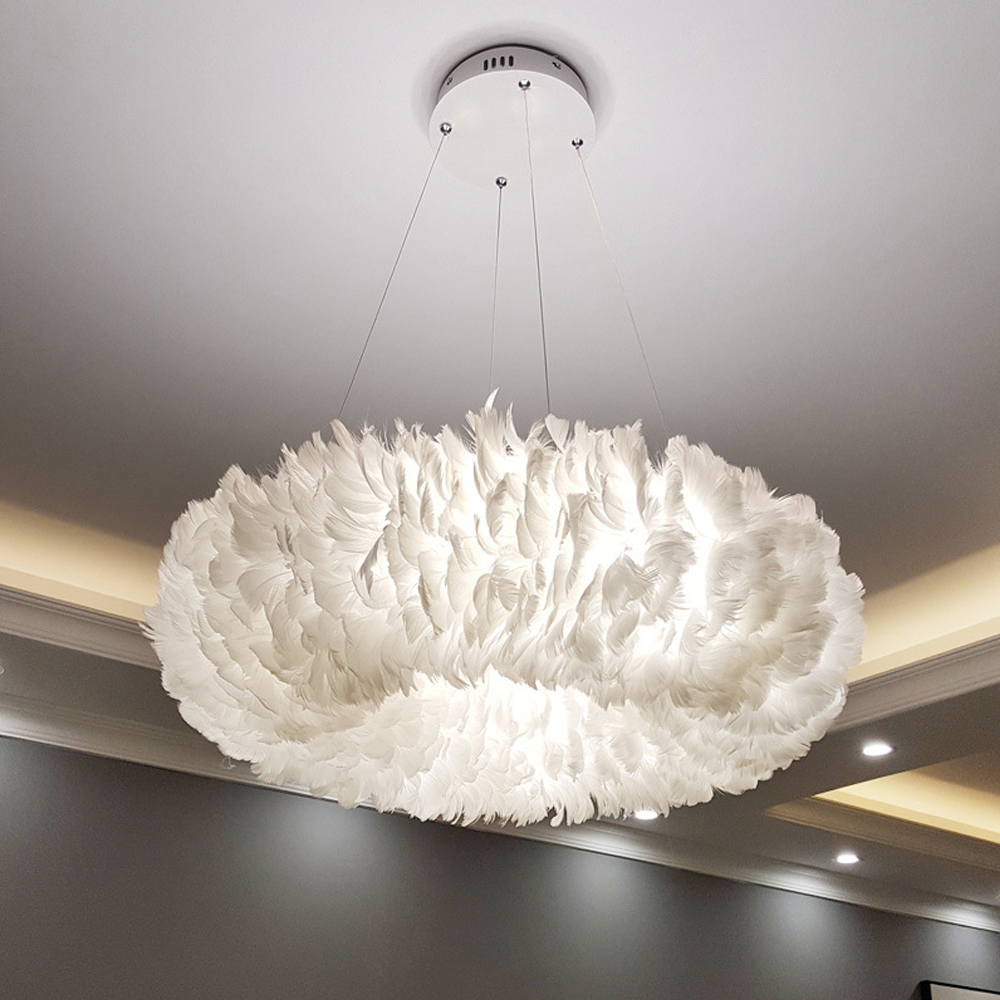 Home Decor Modern Feather Pendant Light Nordic Bedroom Chandelier