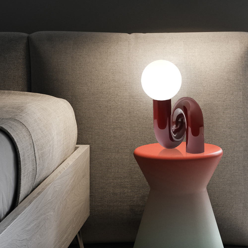 Nordic Red Bedside Lamp Light Luxury Glass Table Lamp