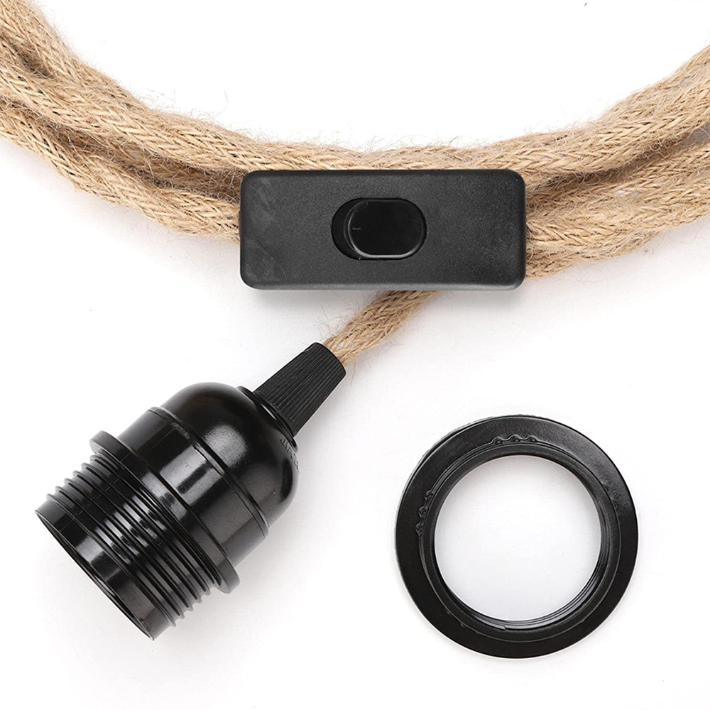 UL Listed Industrial Vintage Lamp Cord Rope DIY Pendant Light Kit with Switch Plug