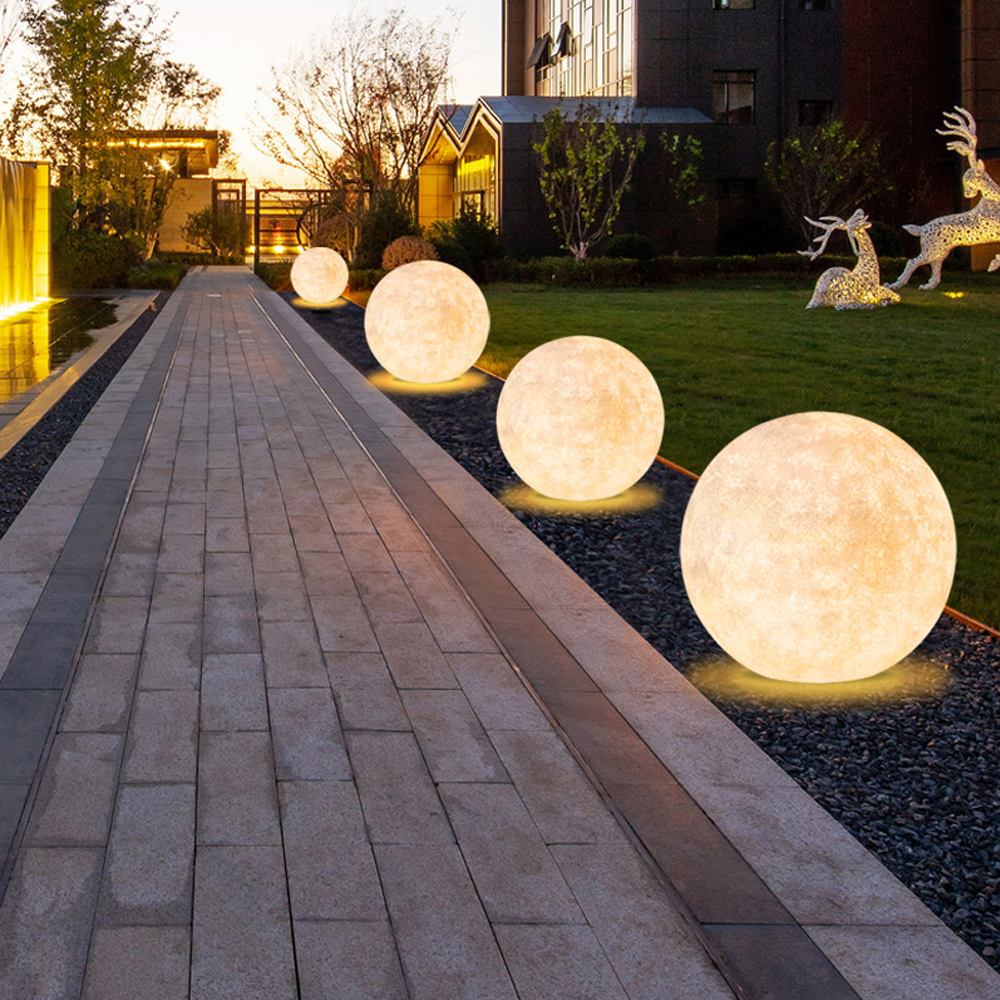 Outdoor Landscape Lawn Moon Floor Lamp Waterproof Solar Column Head Lamp
