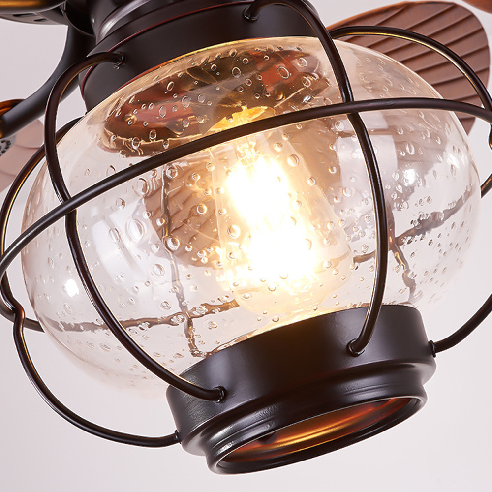 Outdoor Gazebo Ceiling Fan Lamp Retro Balcony Garden Fan Chandelier