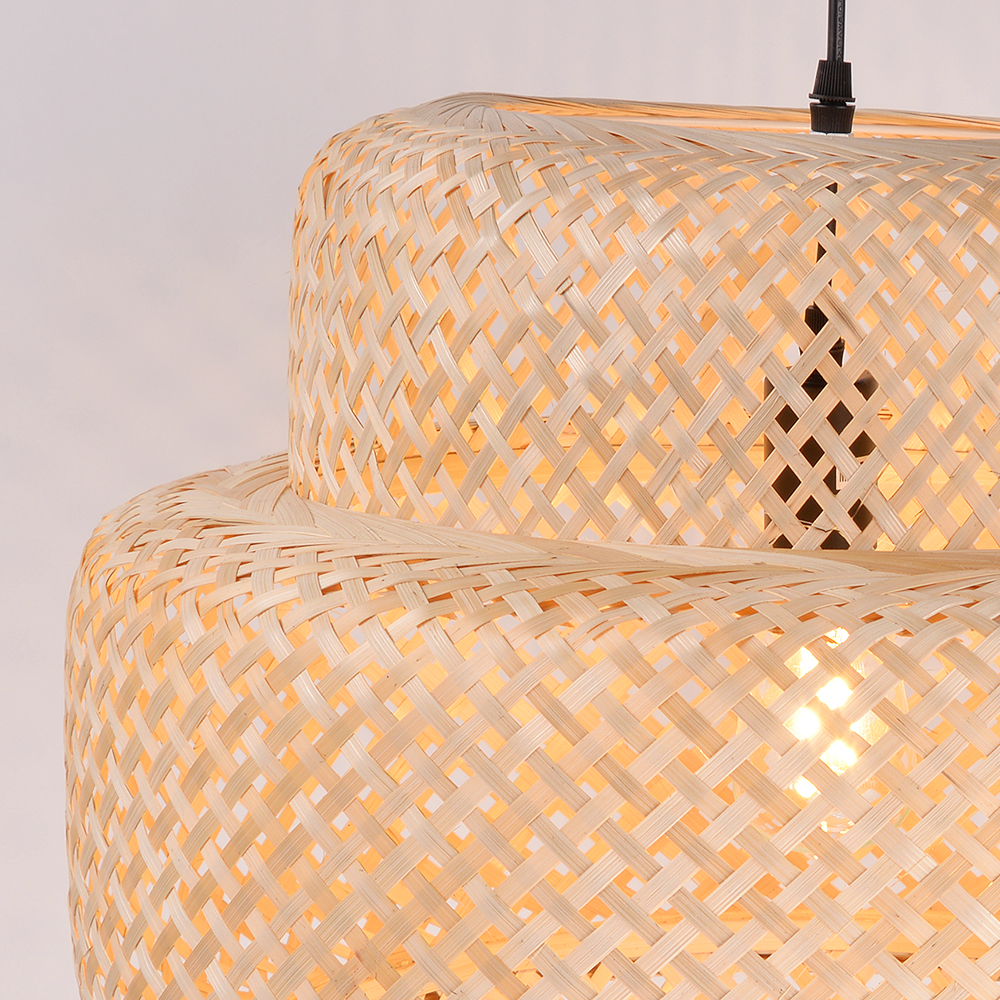 Boho Braided Chandelier Rattan Bamboo Pendant Lamp Shade