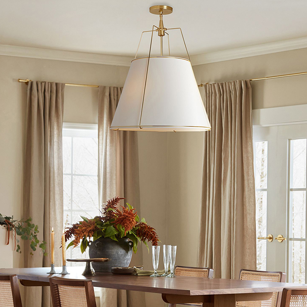 Vintage Living Room Fabric Chandelier Simple Dining Room Pendant Light