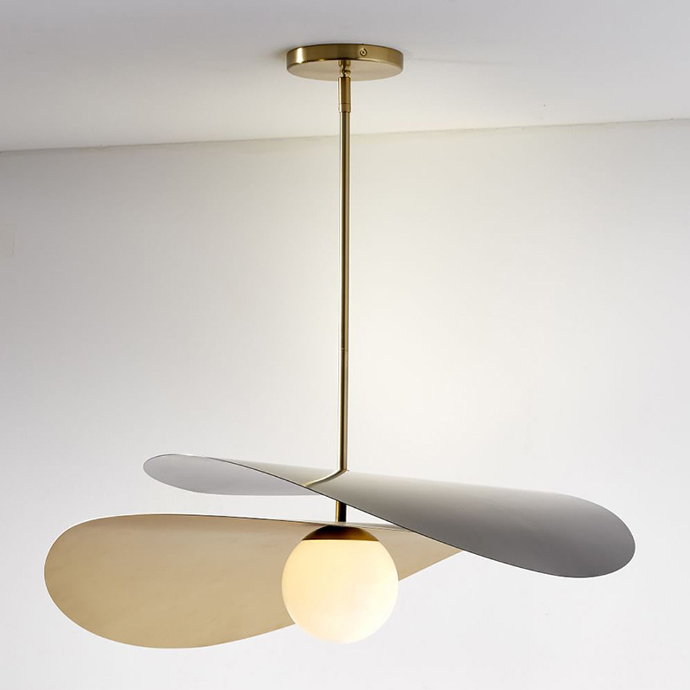 Minimalist Design Straw Hat Pendant Light Modern Metal Chandelier