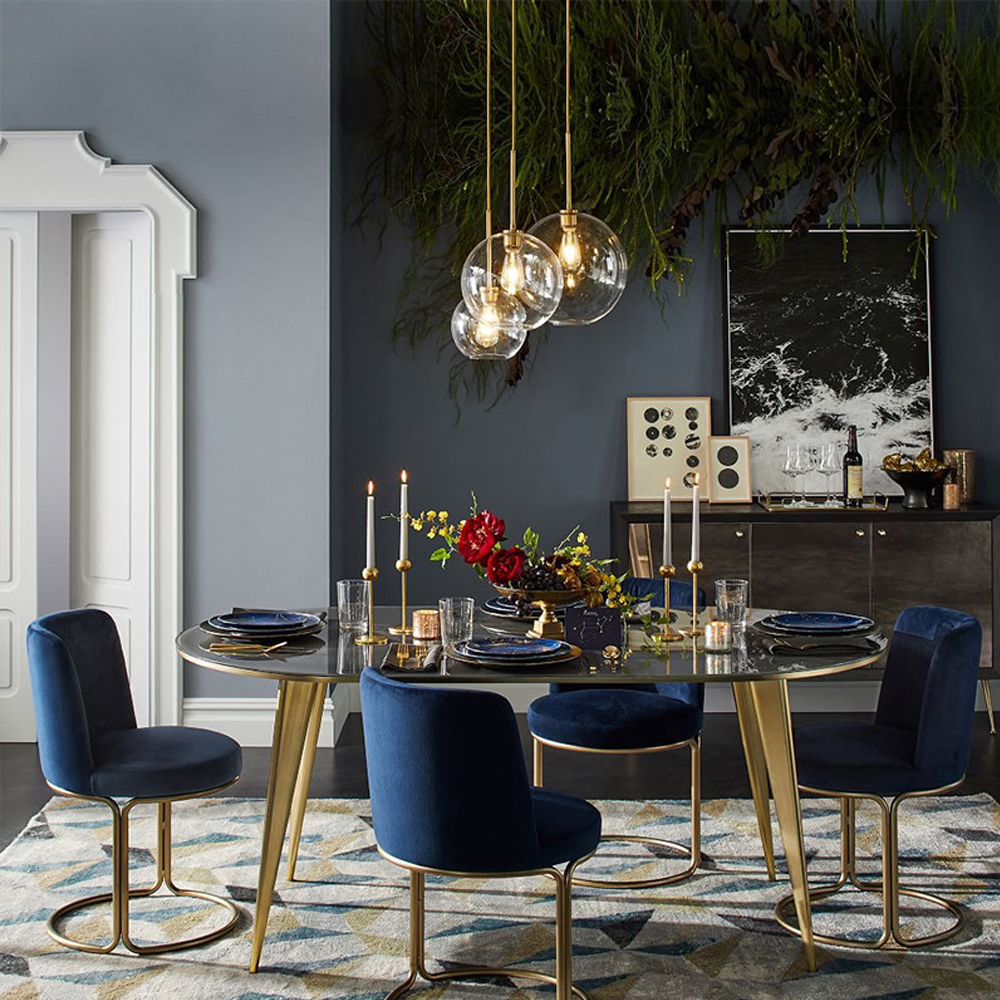 Nordic Restaurant Glass Chandelier Luxury Gradient Glass Ball Combination Lamps
