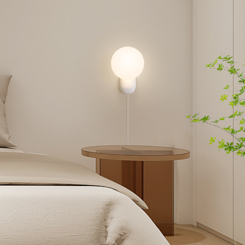 Plug In Glass Wall Lamps Minimalist Bedroom Bedside Wall Sconces