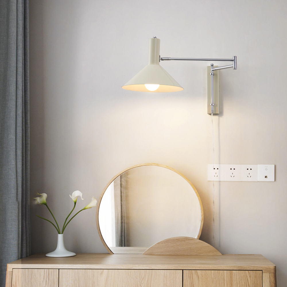 Retro Swing Arm Wall Lamp Extendable Folding Metal Wall Lamp