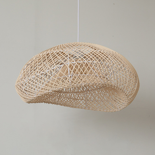 Handmade Wabi-Sabi Rattan Woven Dining Room Pendant Light Wicker Ight