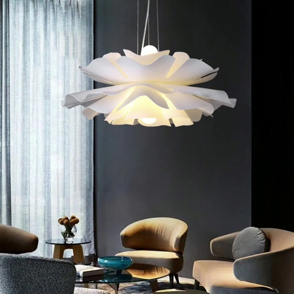 Nordic Modern Designer White Flower Bud Pendant Light Acrylic Chandelier