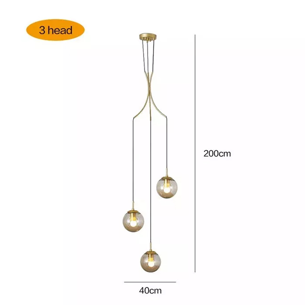 Minimalistic Bubble Brass Long Pendant Light Glass Chandelier