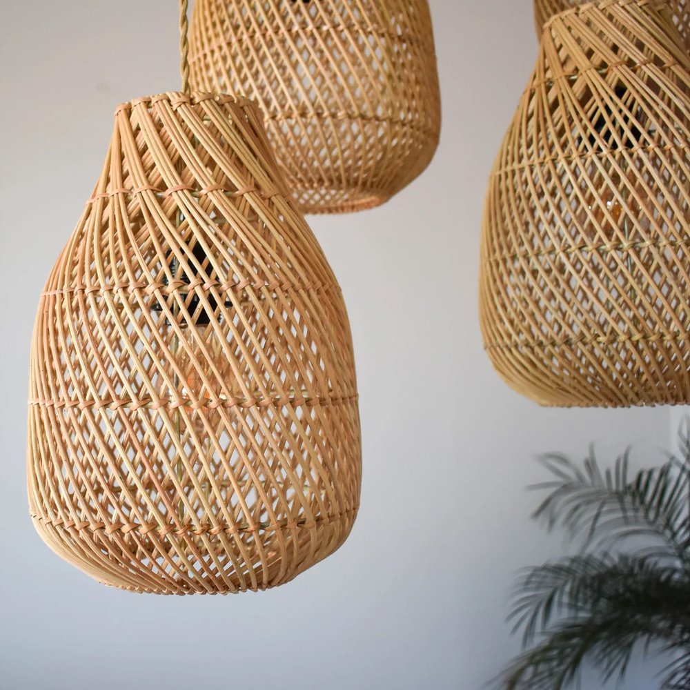 Boho Kitchen Lighting Fixture Unique Handmade Rattan Pendant Lamp Shade