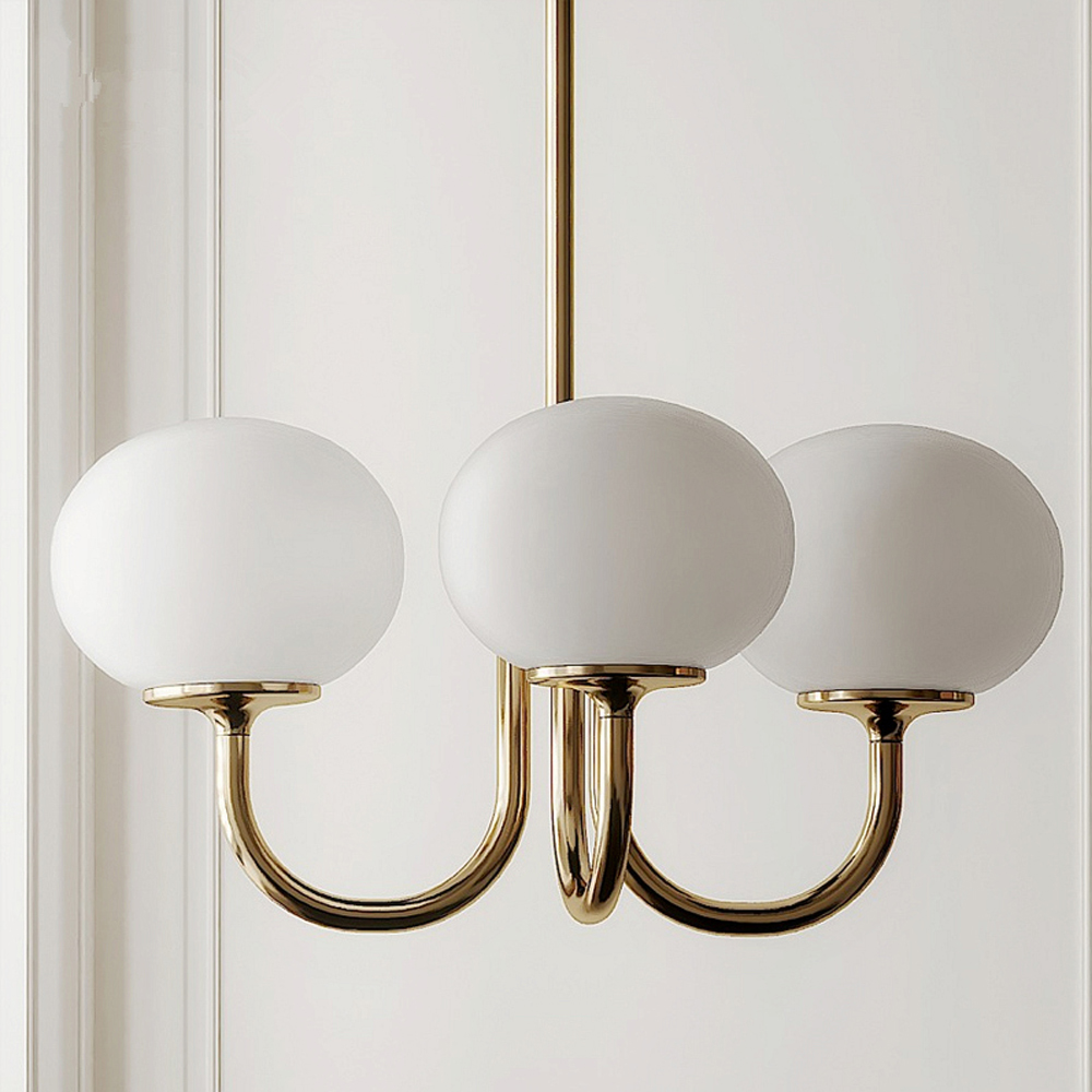 Milk Pink/White Glass Pendant Light Bauhaus Vintage Bubble Chandelier for Dining Room