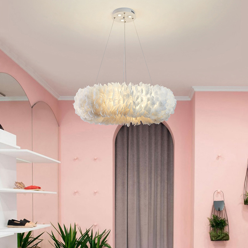 Home Decor Modern Feather Pendant Light Nordic Bedroom Chandelier