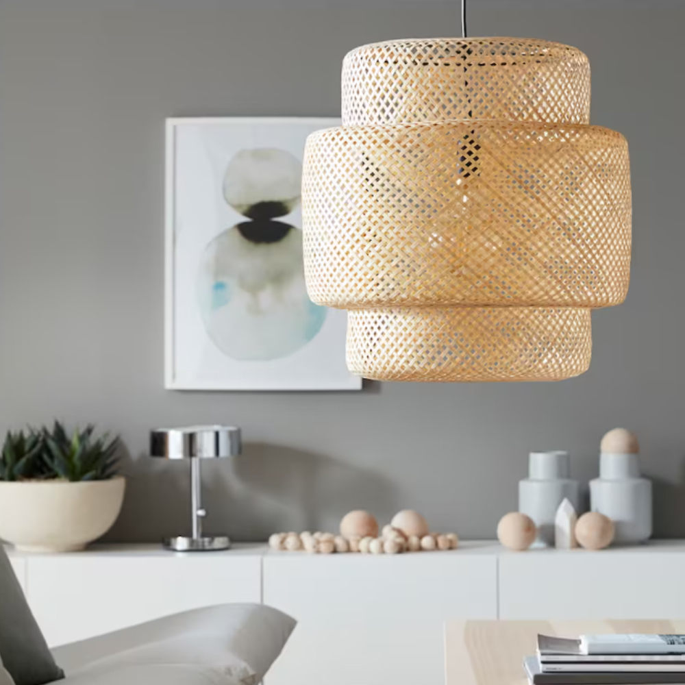 Hand-Woven Bamboo Pendant Light for Kitchen Island