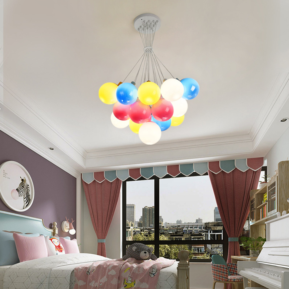 Nordic Children's Bedroom Colorful Bubble Ball Chandelier Nursery Pendant Lights