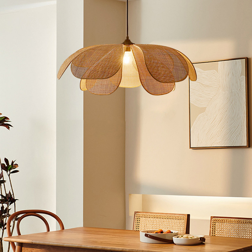 Hand-woven Japanese Rattan Petal Chandelier