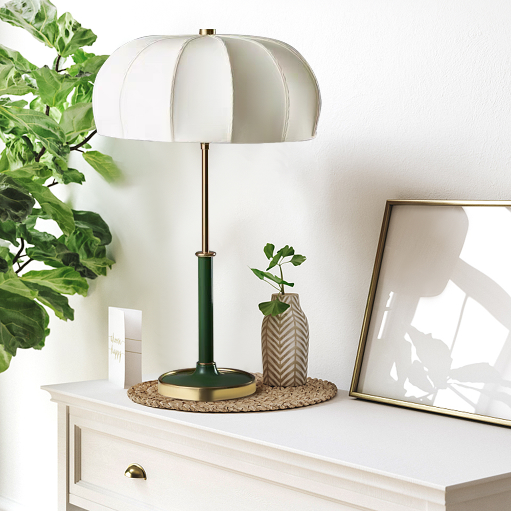 Mid Century Modern Table Lamp With Green/White Base