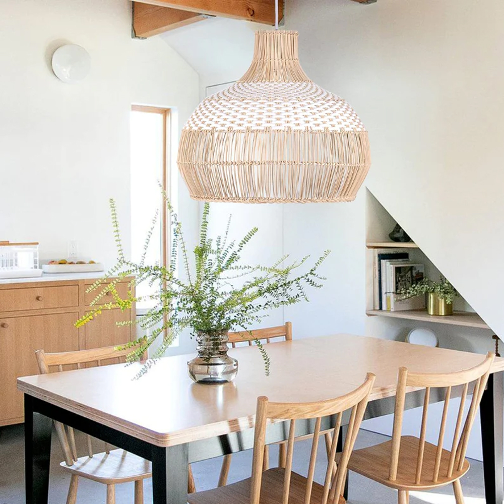 White Rattan Pendant Light Woven Rattan Lampshade