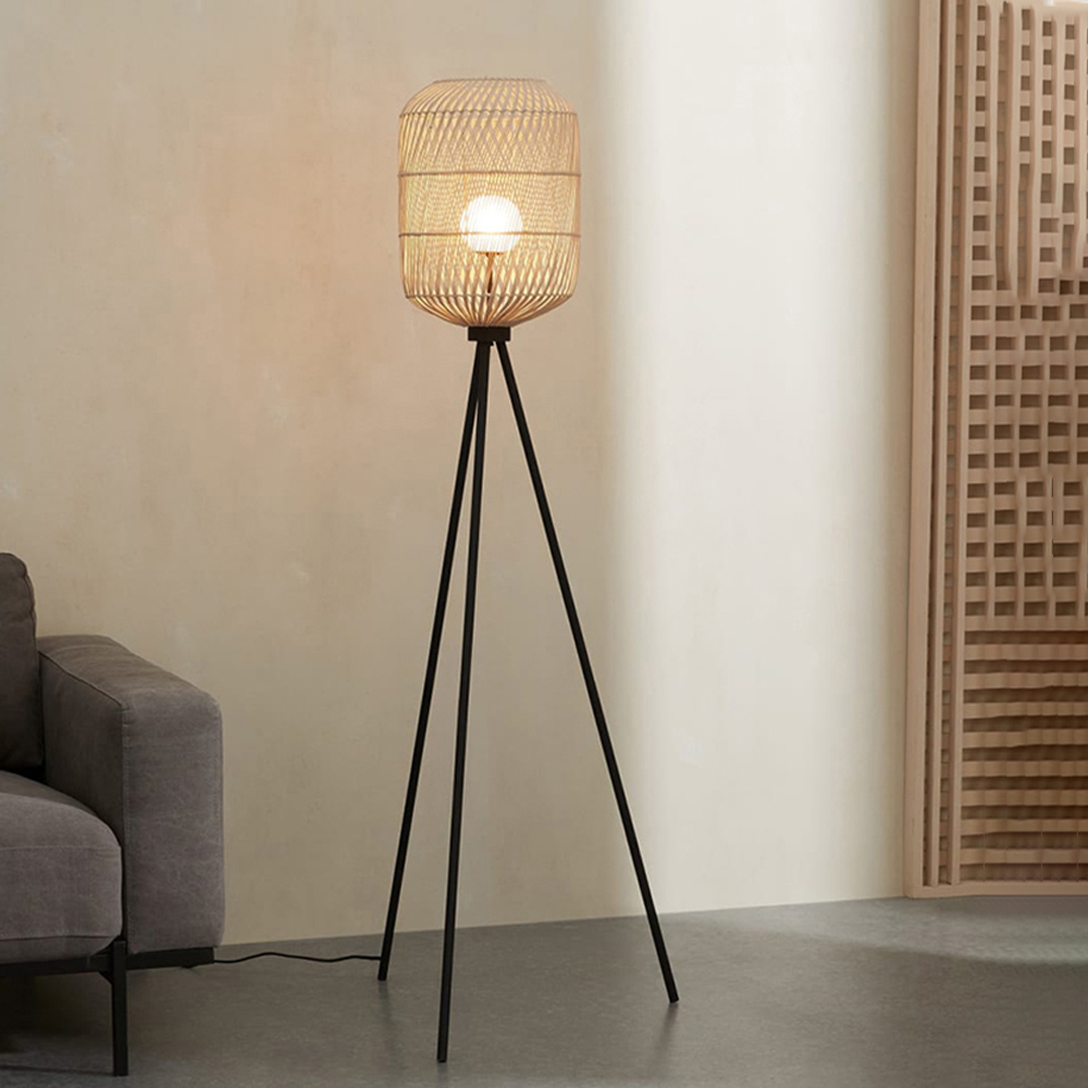 Handmade Rattan Tripod Floor Lamp For Living Room
