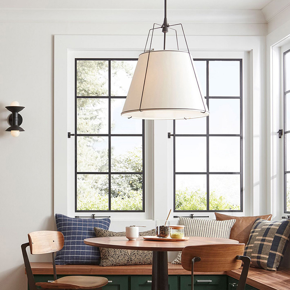 Vintage Living Room Fabric Chandelier Simple Dining Room Pendant Light