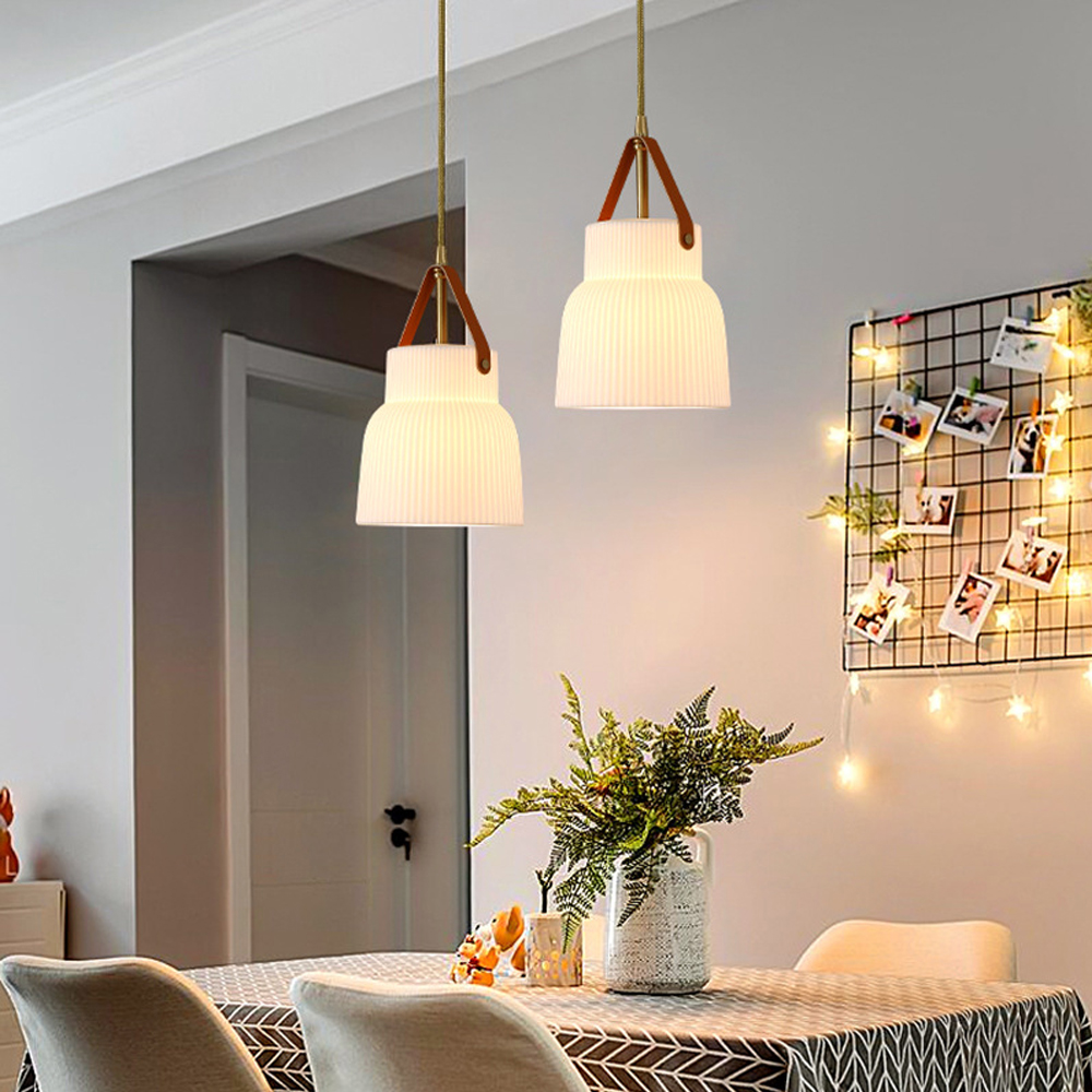 Nordic Luxury Mini Ceramic Pendant Light Japanese Brass Small Chandelier