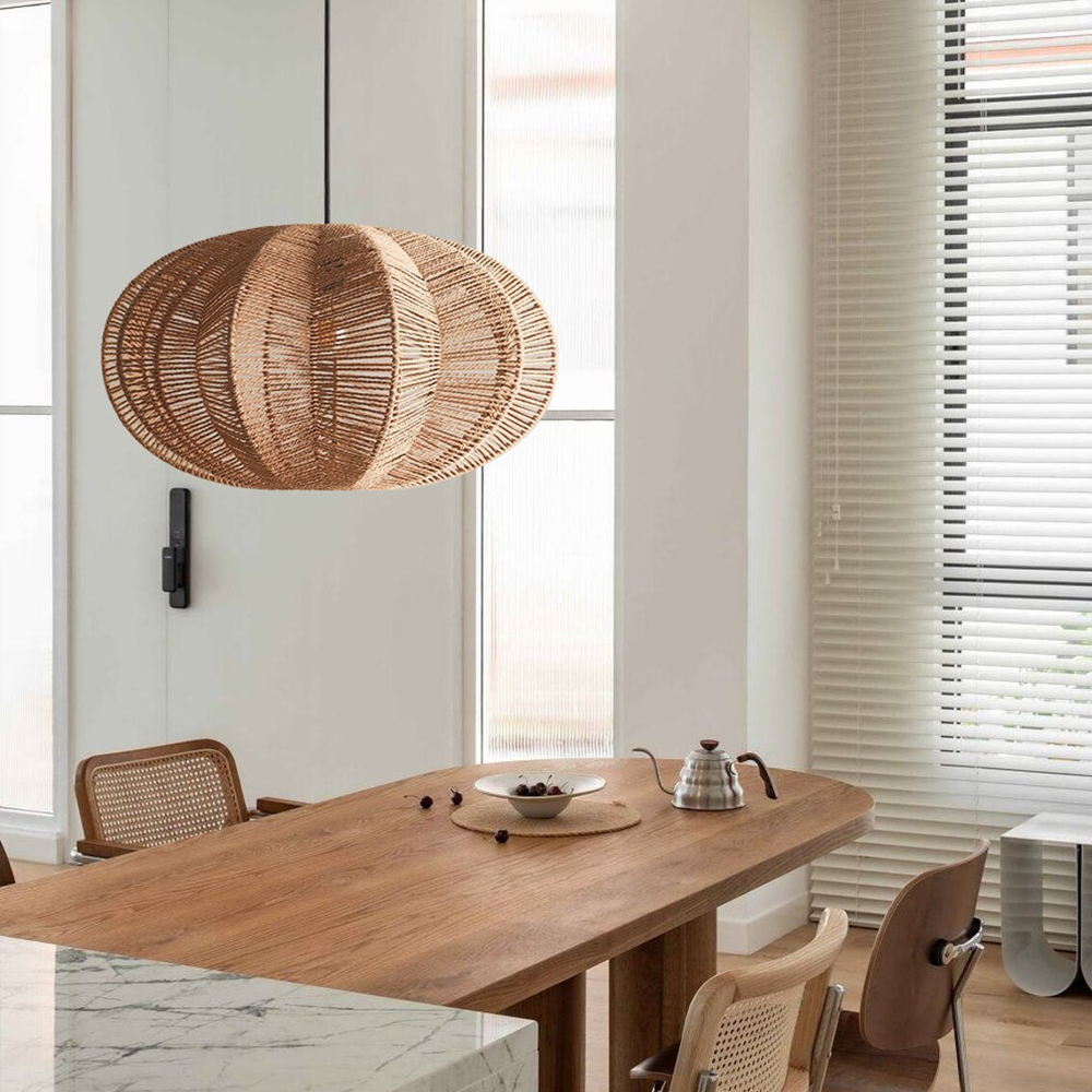 Wabi-sabi Braided Rope Pendant Light Japanese Woven Hanging Chandelier
