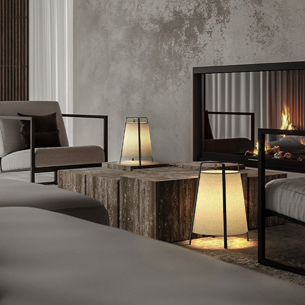 Japanese Wabi-sabi Fabric Floor Lamp Living Room Bedroom Nightstand Lamp