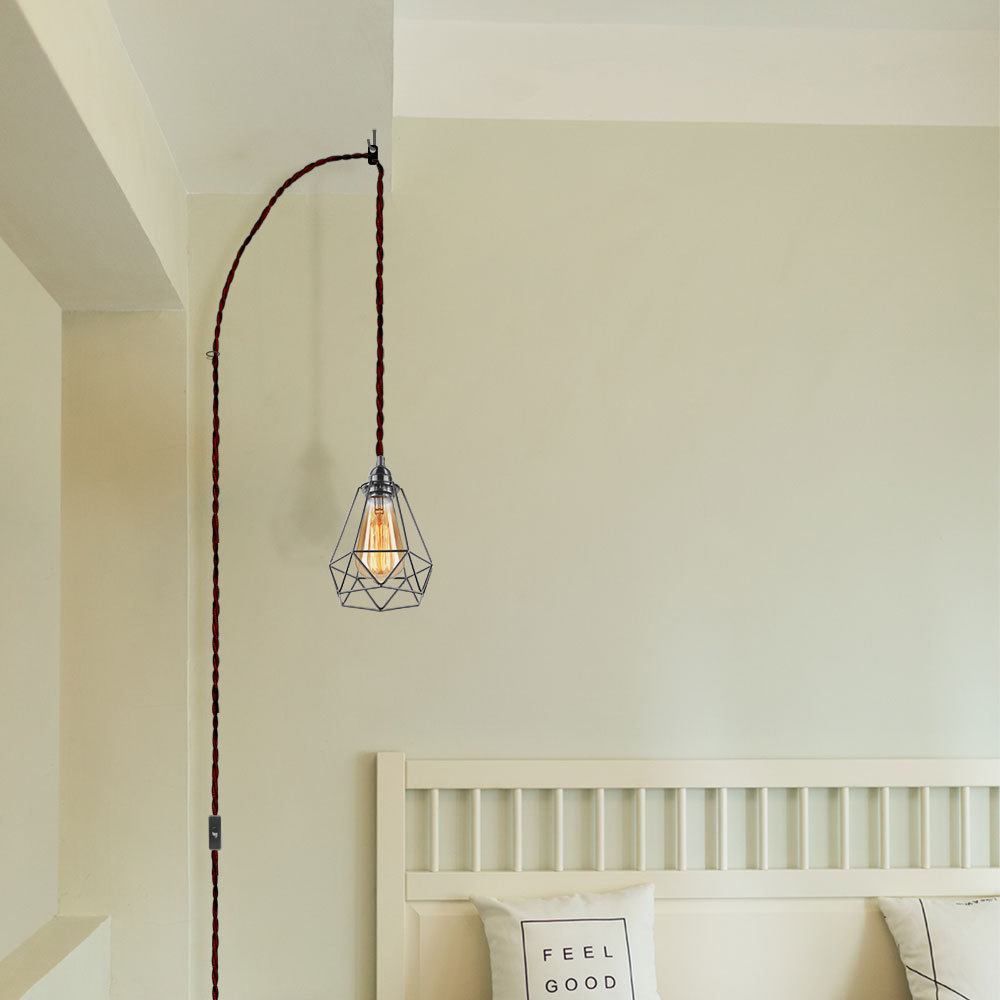 UL Listed Retro Industrial Black Cord Rope DIY Pendant Light Kit with Switch Plug