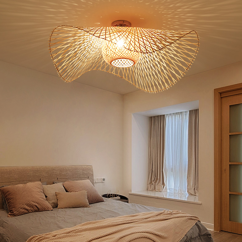 Large Hat-shape Bamboo Ceiling Light For Bedroom