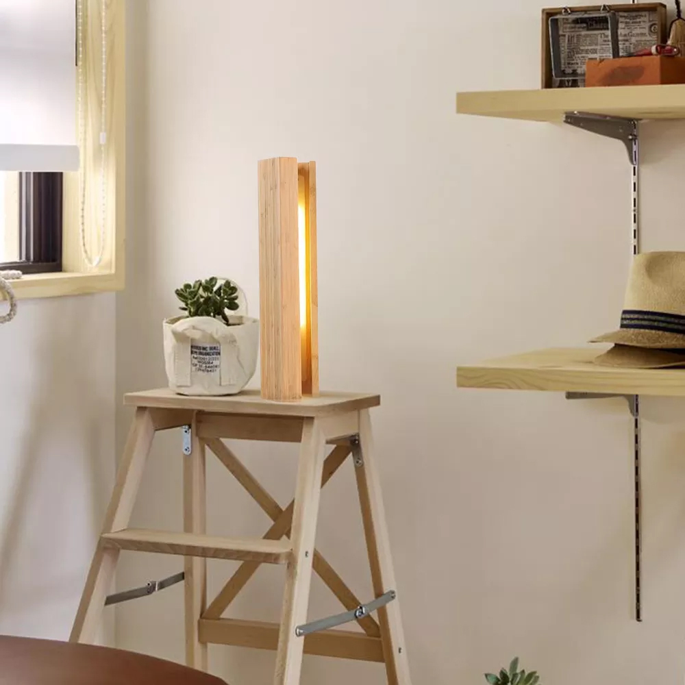Dimmable Wooden Desk Lamp Pentagonal LED Table Lamp