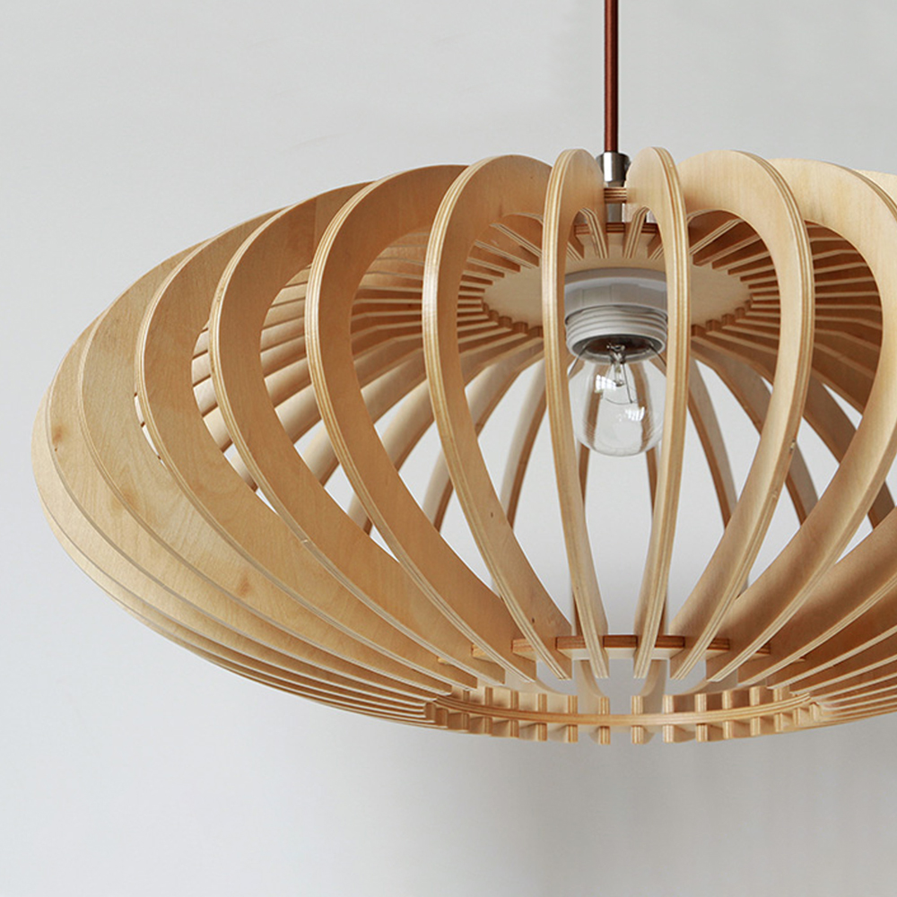 Nordic Hand-Woven Wood Chandelier Birdcage Lamp Japanese Creative Wood Pendant Lighting Fixture