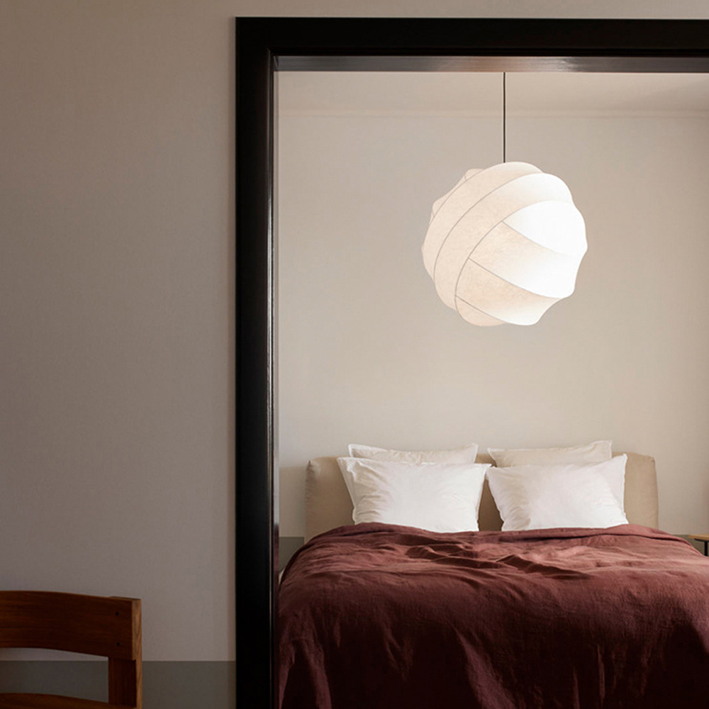 Japanese Modern Silk Pendant Lamp Chic Wabi-Sabi Chandelier For Bedroom