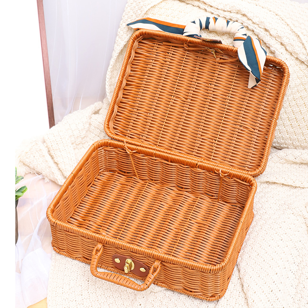 Woven Reinforced Rattan Box Gift Retro Packaging Cosmetic Organizer Storage Box
