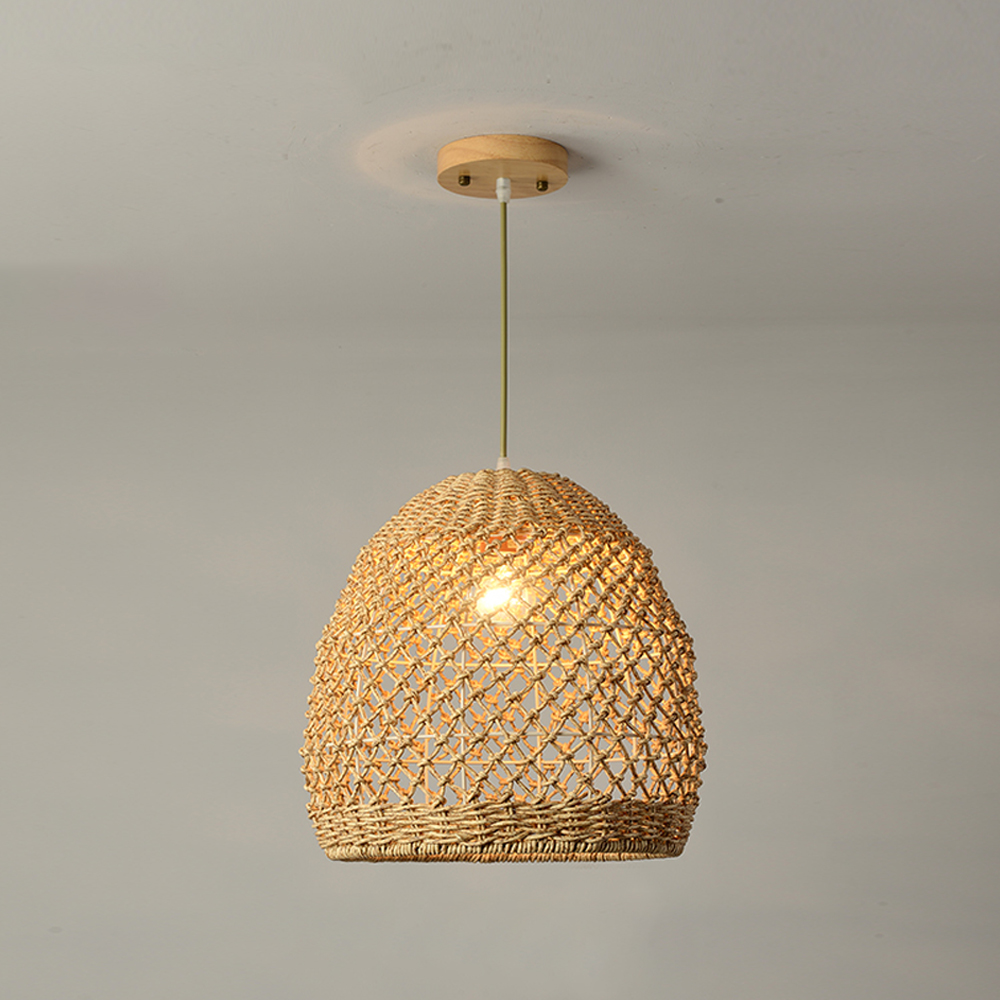 Wabi Sabi Style Designer Rattan Dining Room Pendant Chandelier Retro Lamps
