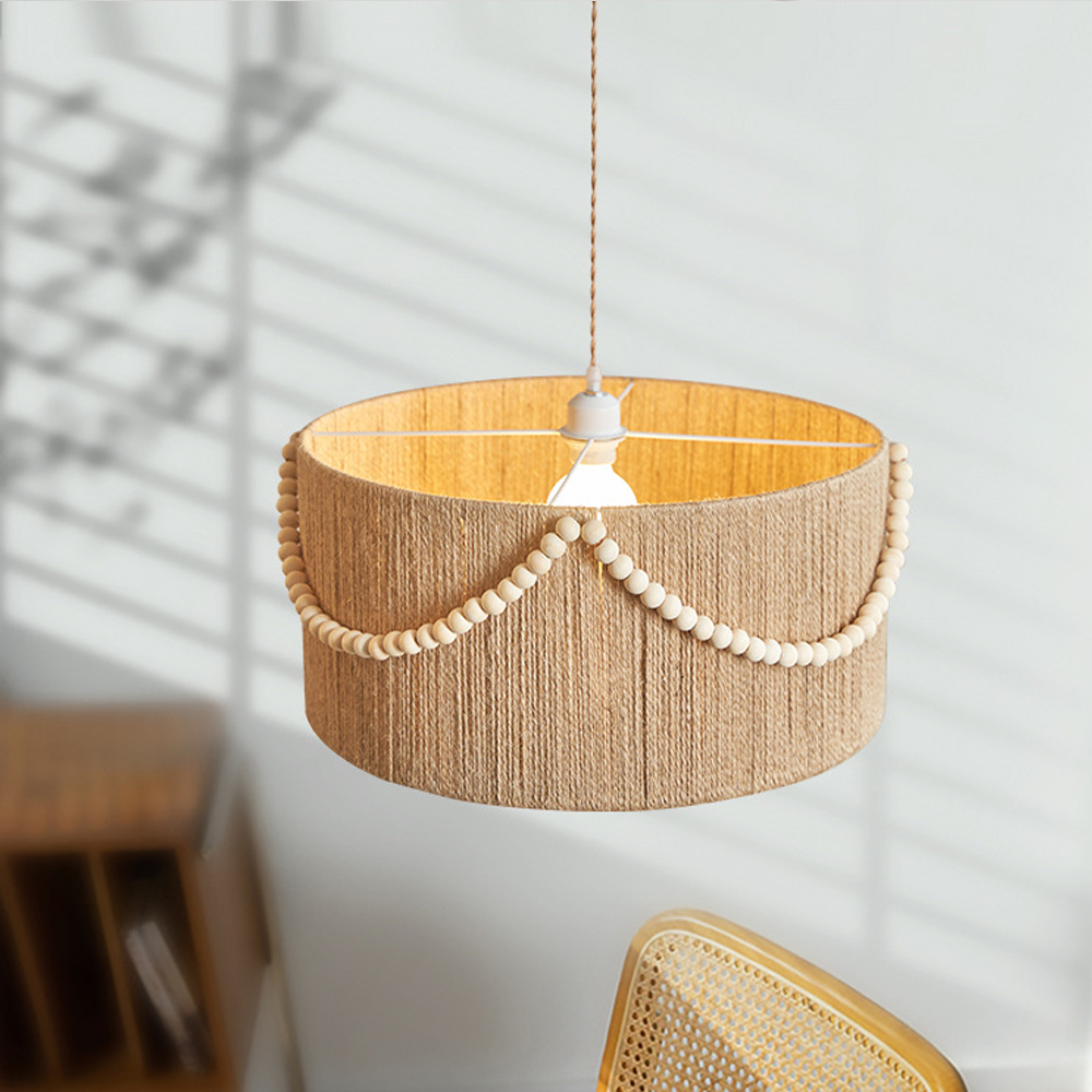 Bohemian Vintage Hemp Rope Chandelier Feature Dining Room Ceiling Lamp