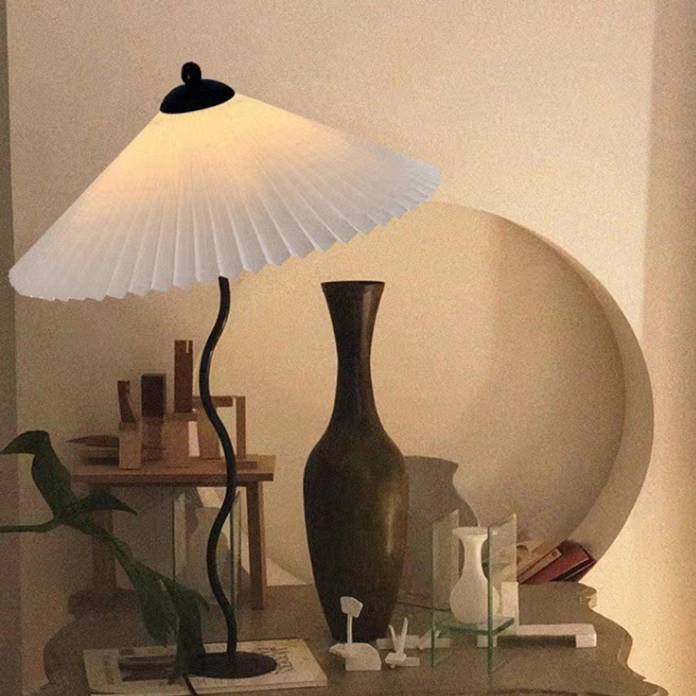 Modern Fabric Table Lamp Light Umbrella Shape Nordic Desk Lamp Bedroom  Decor