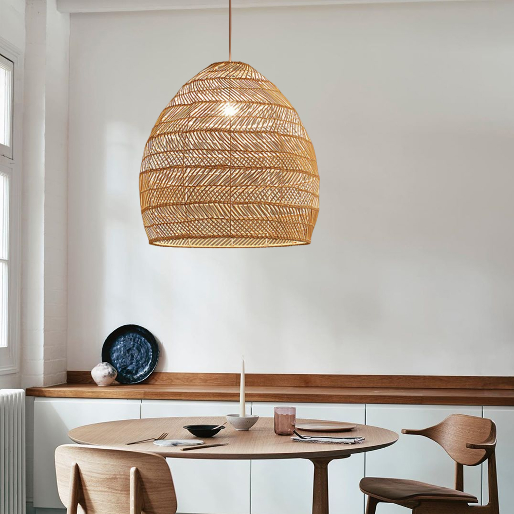Boho Kitchen Island Lighting DIY Natural Rattan Chandelier Lamp Shades