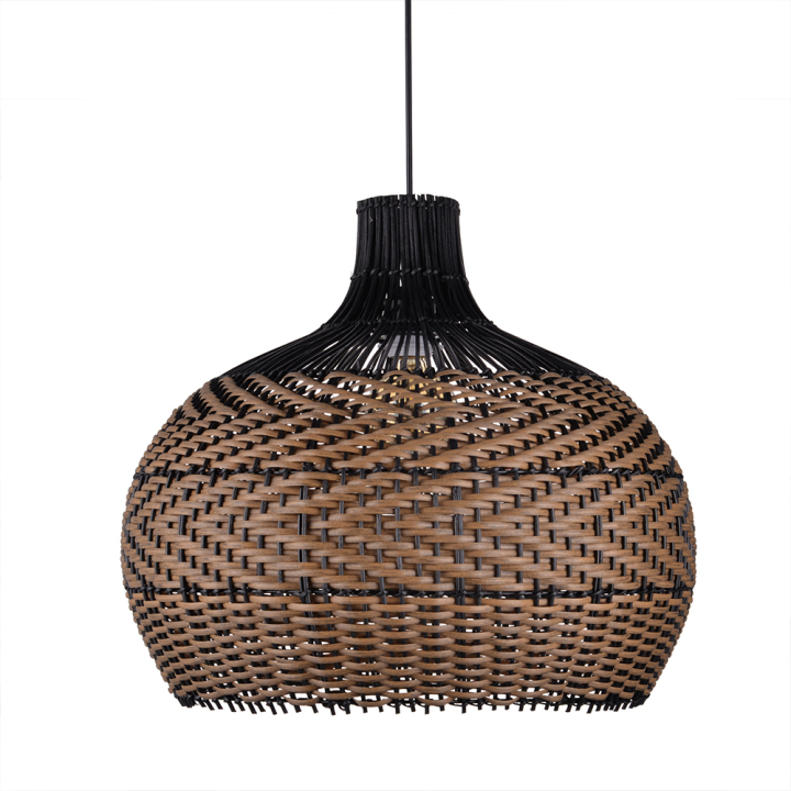 Hand-woven Black Rattan Light Fixture Minimalism Rattan Ceiling Light