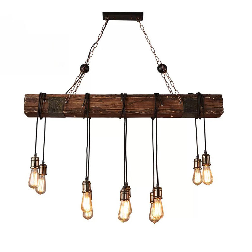 American Retro Industrial Wood Pendant Light Restaurant's Chandelier