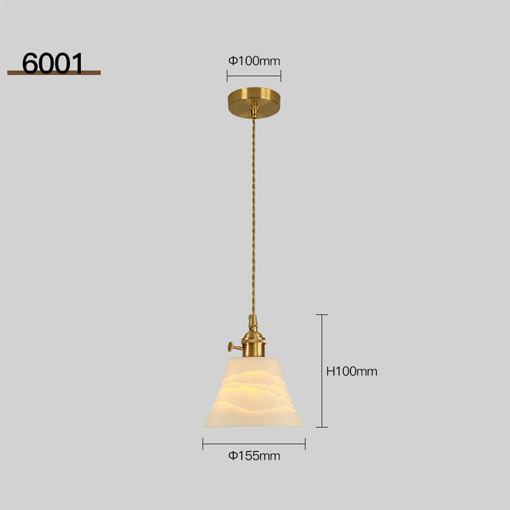 Nordic Luxury Mini Ceramic Pendant Light Japanese Brass Small Chandelier